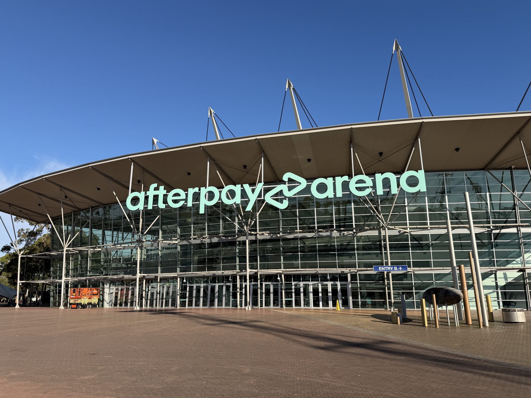Afterpay Arena exterior building signage