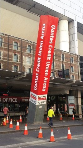 Qantas Credit Union Arena diagonal column wrap