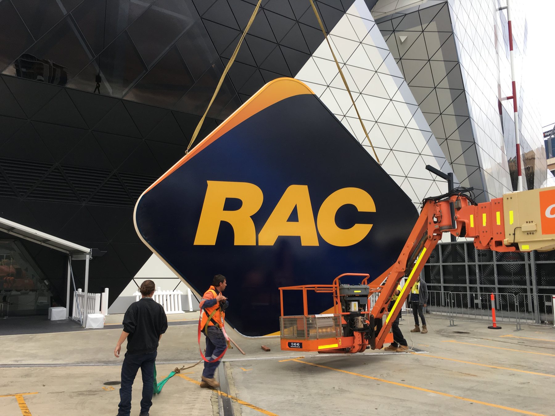 RAC Arena sign install