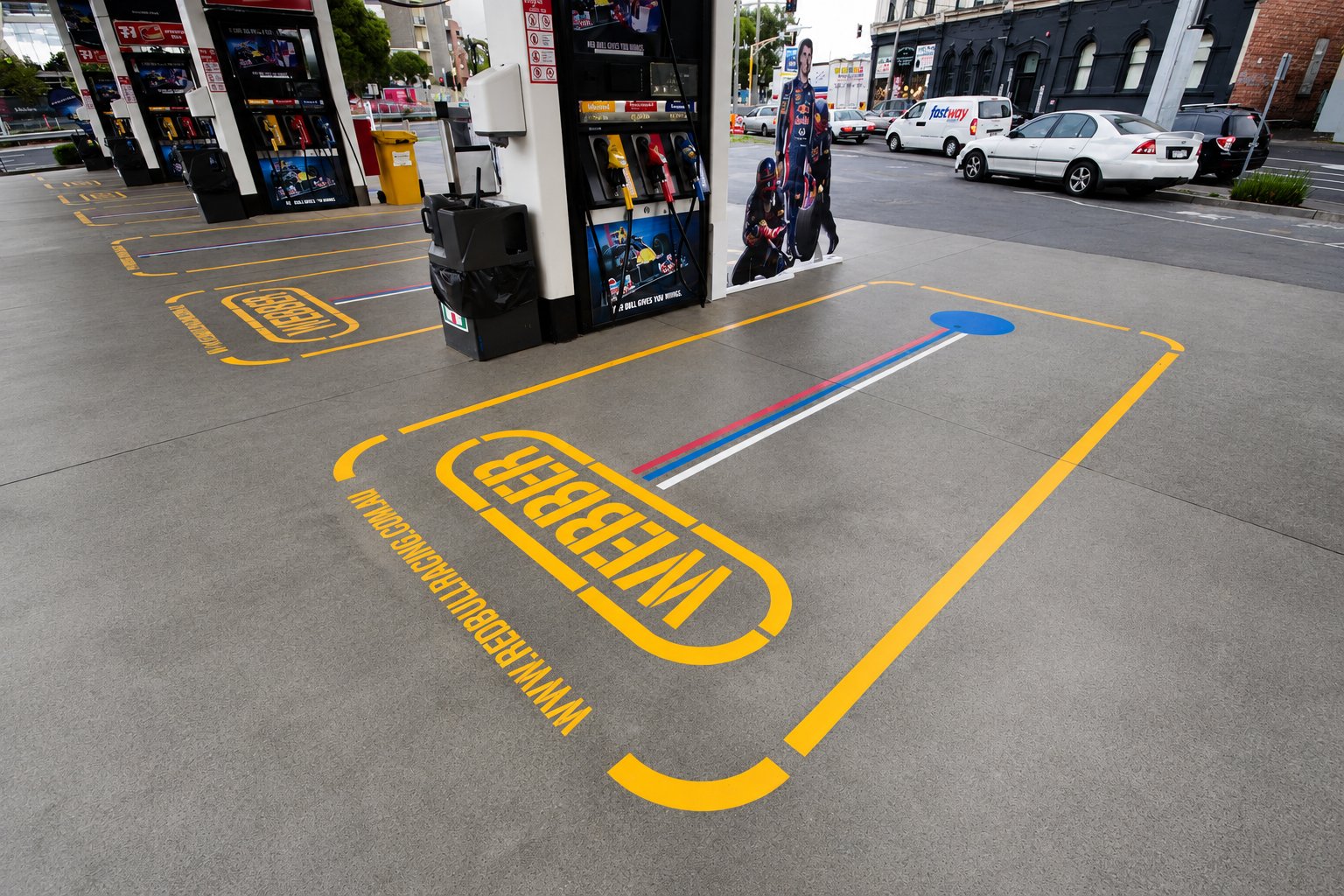 Red Bull bio-stencilled forecourt activation, Melbourne